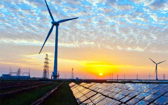 Windmill and solar panels